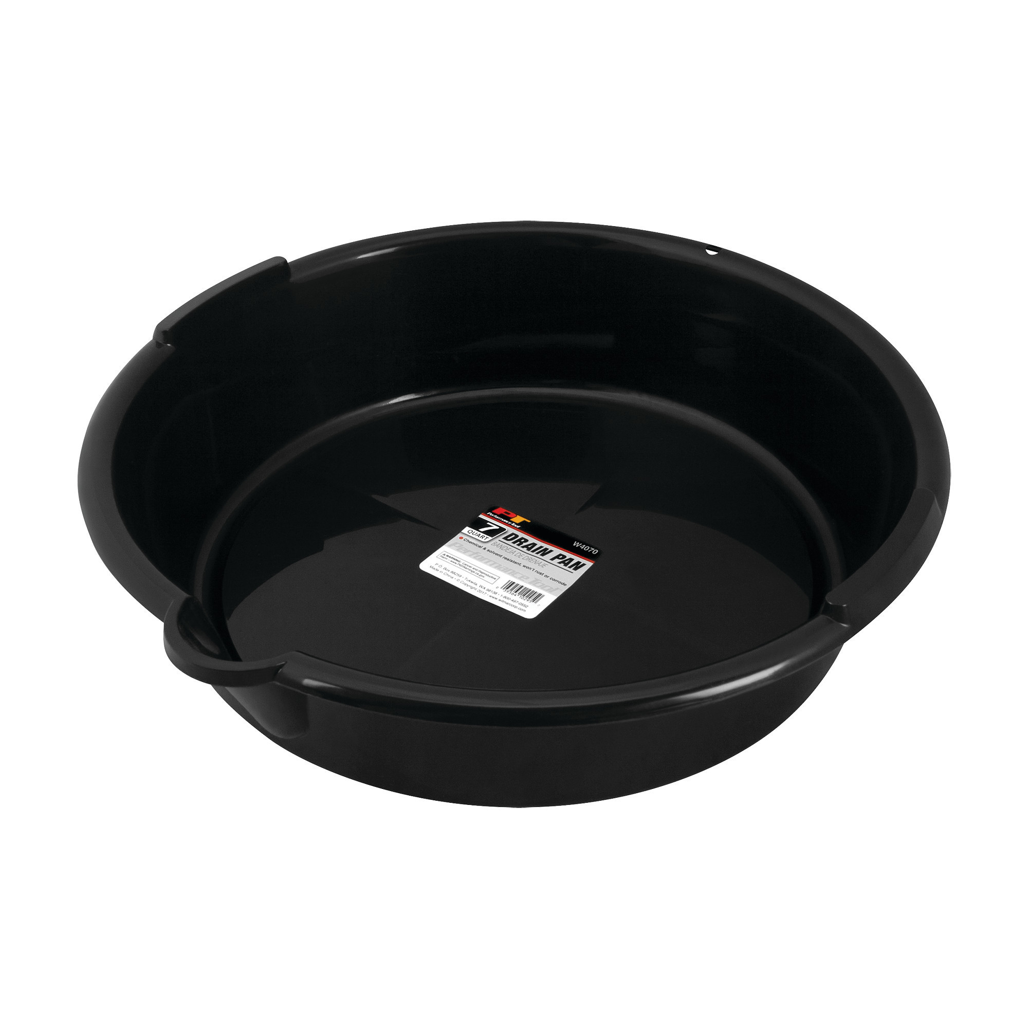 Performance Tool Black Plastic Oil Drain Pan, 1.75-Gallon Capacity, Model# W4070